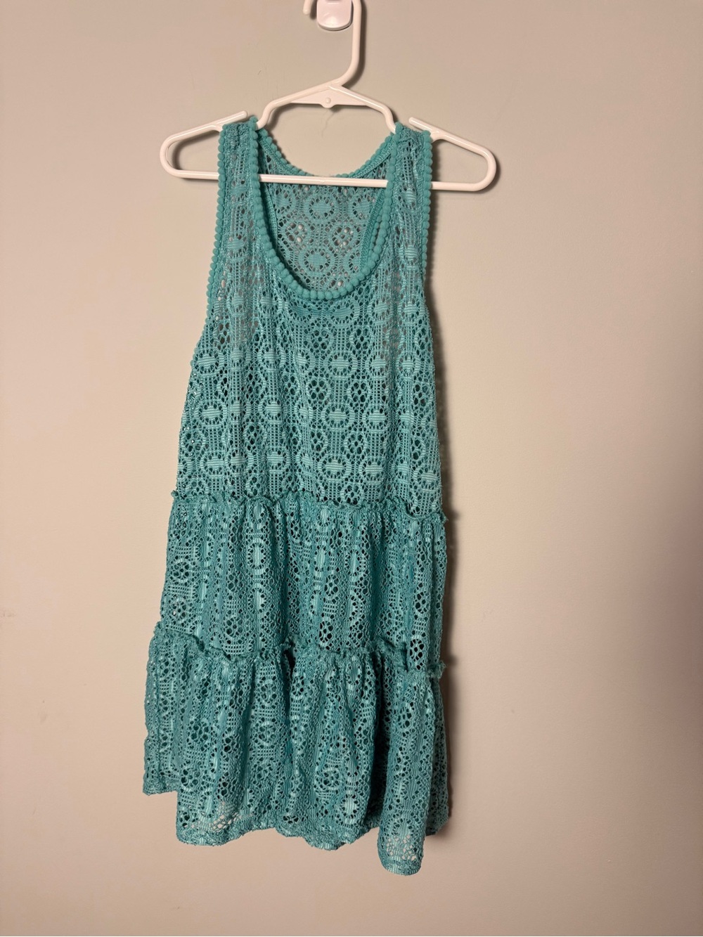 Girls Cover Up Turquoise Crochet Size 6/7